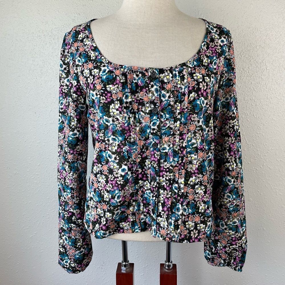 Mudd Floral Button Down Top Size M EUC